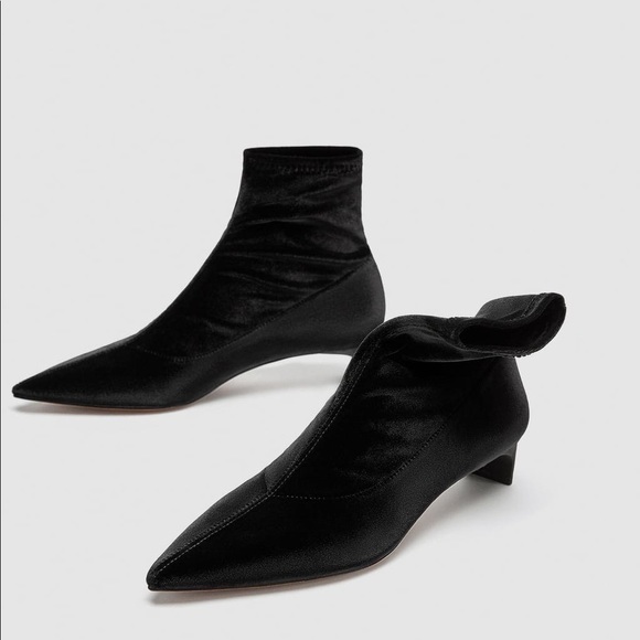 black kitten heel ankle boots